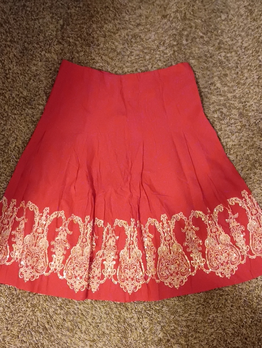 Women's Coral Vintage Tommy Hilfiger Embroidered A-Line Skirt Sz 8